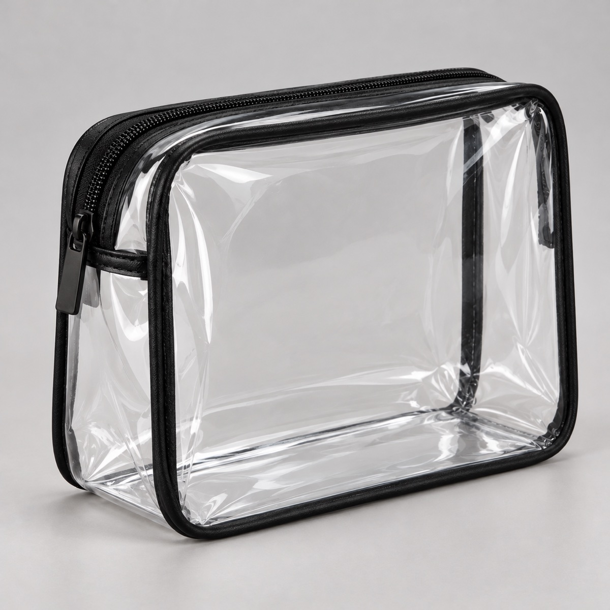 Custom Clear PVC Cosmetic Pouch with Black Binding and Zipper OEM ODM — Yunshengyuan listing image 1601983916821 view 2