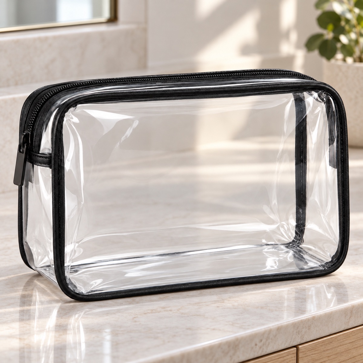 Custom Clear PVC Cosmetic Pouch with Black Binding and Zipper OEM ODM — Yunshengyuan listing image 1601983916821 view 5