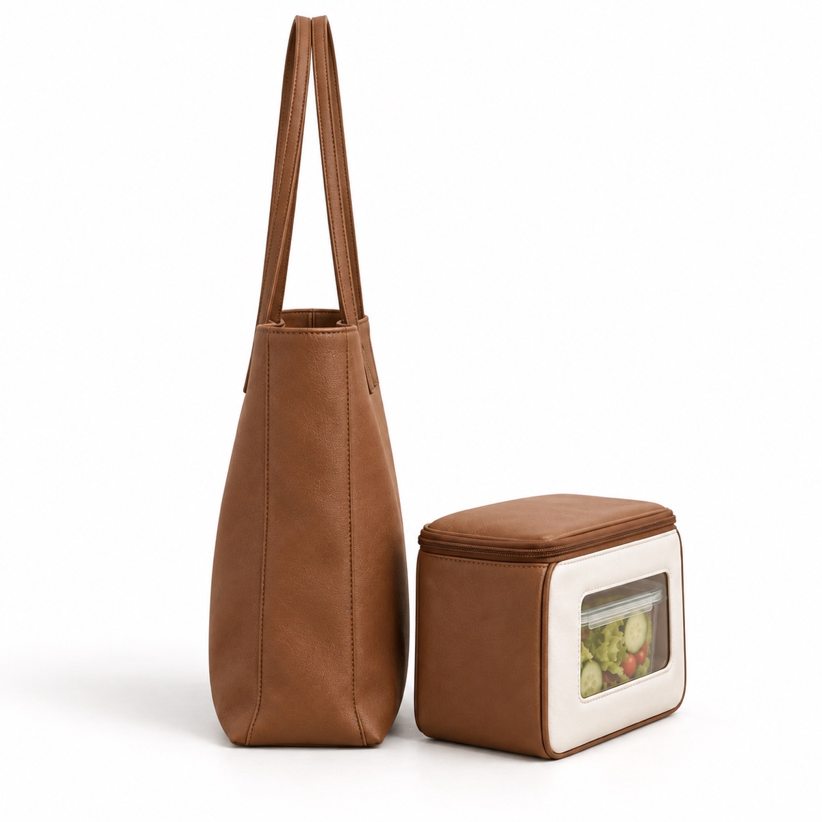 Supplier listing view 3 for Custom Leather Shoulder Tote with Matching Insulated Lunch Pouch OEM ODM, Yunshengyuan product reference 1601988513514.