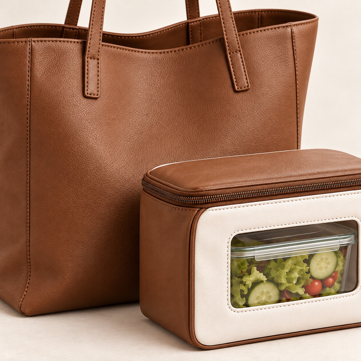 Supplier listing view 5 for Custom Leather Shoulder Tote with Matching Insulated Lunch Pouch OEM ODM, Yunshengyuan product reference 1601988513514.