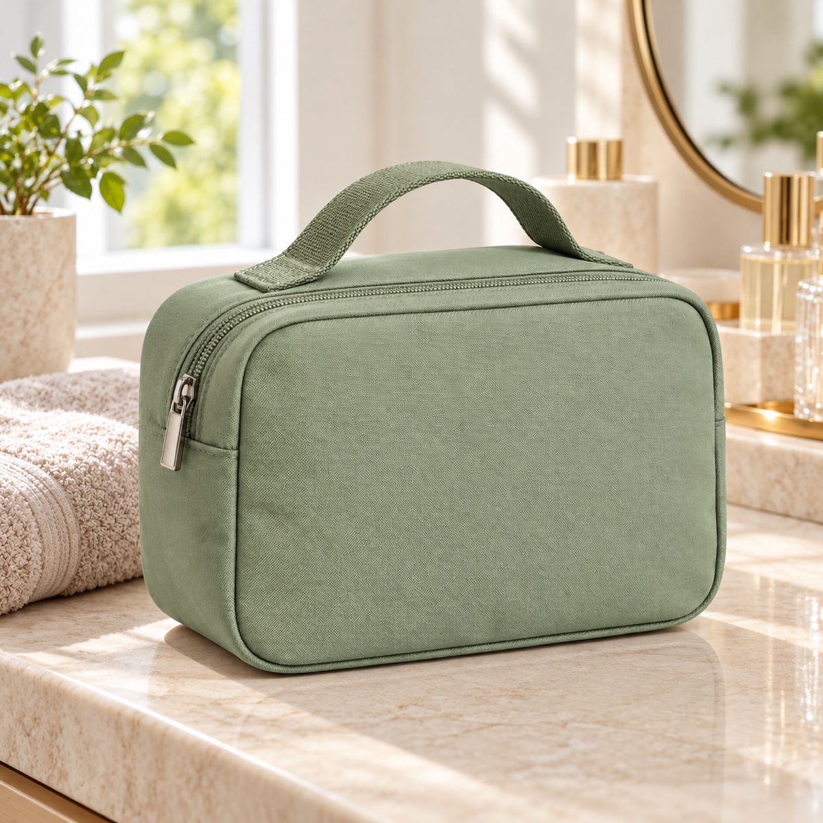 Custom Small Polyester Handled Cosmetic Bag with Zipper OEM ODM — Yunshengyuan listing image 1601988949717 view 2